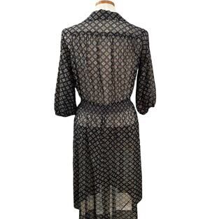 Vintage 70s Medallion Print Midi Dress SIZE S Academia Secretary Costume Fall